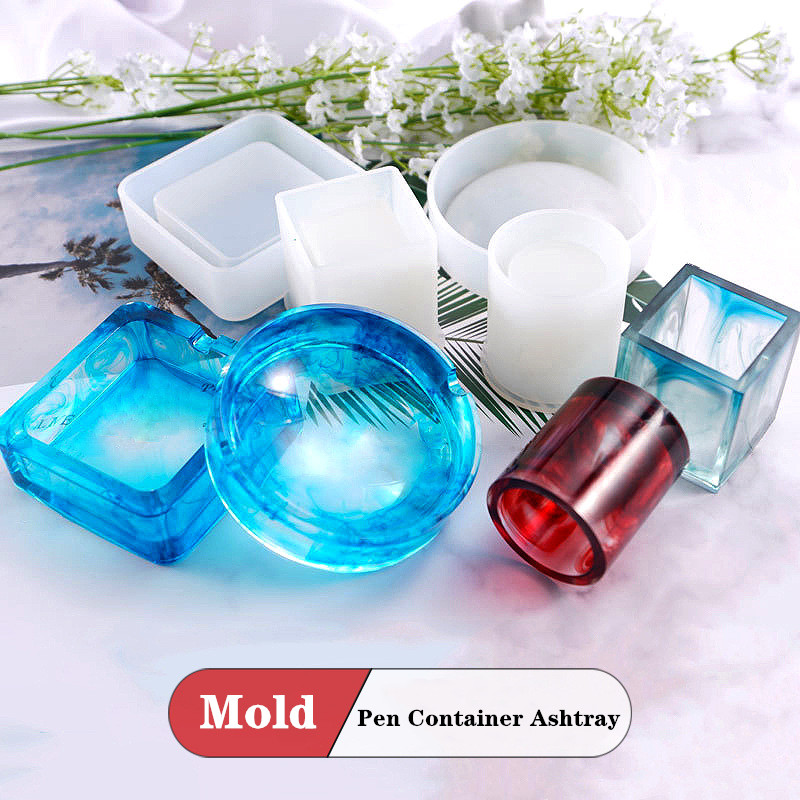 Resin Art Equipment - Diy caneta redonda recipiente cinzeiro molde