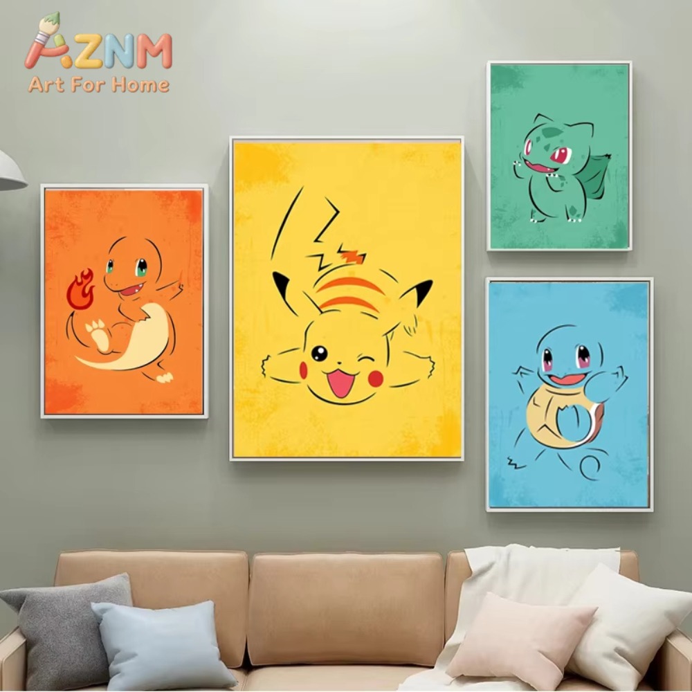 Background Resin Art - Pôster Minimalista de Anime Pokémon (1/4
