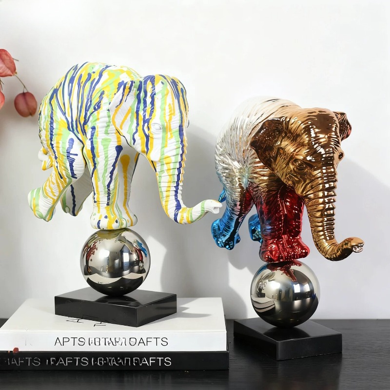 Resin Art Gift For Anniversary - Estátua de Elefante Colorido em Resina,