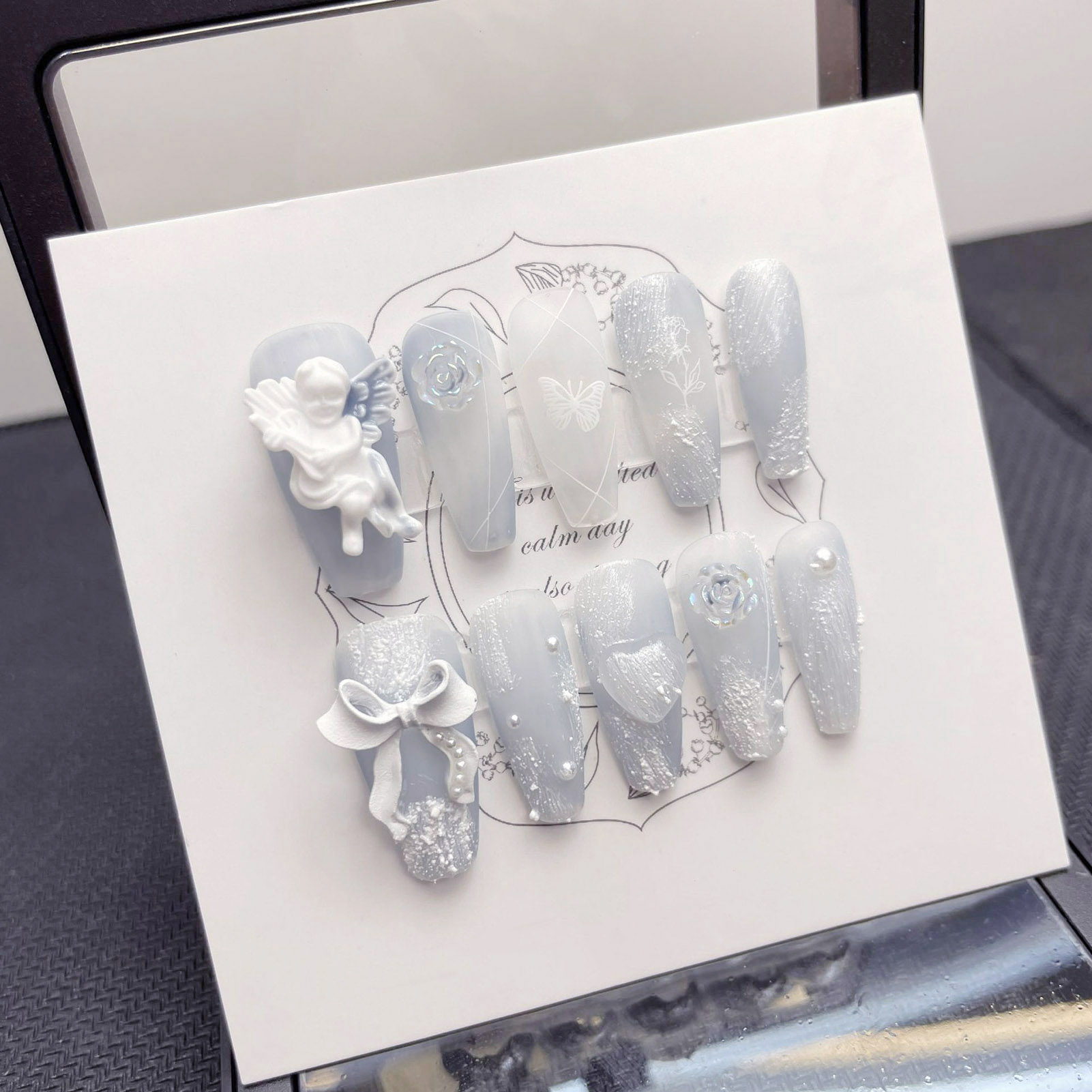 3D Gesso Unhas Falsas com Bowk - Resin Art Flowers avaliação e preço
