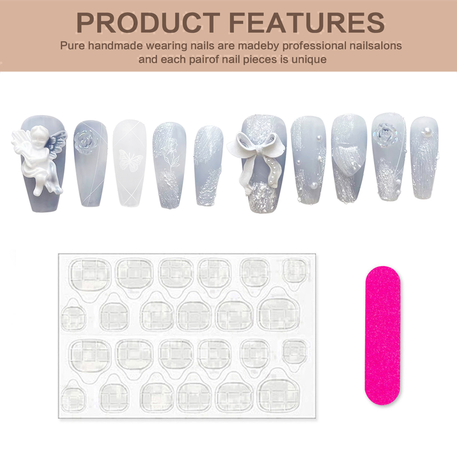 3D Gesso Unhas Falsas com Bowk - Resin Art Flowers avaliação e preço