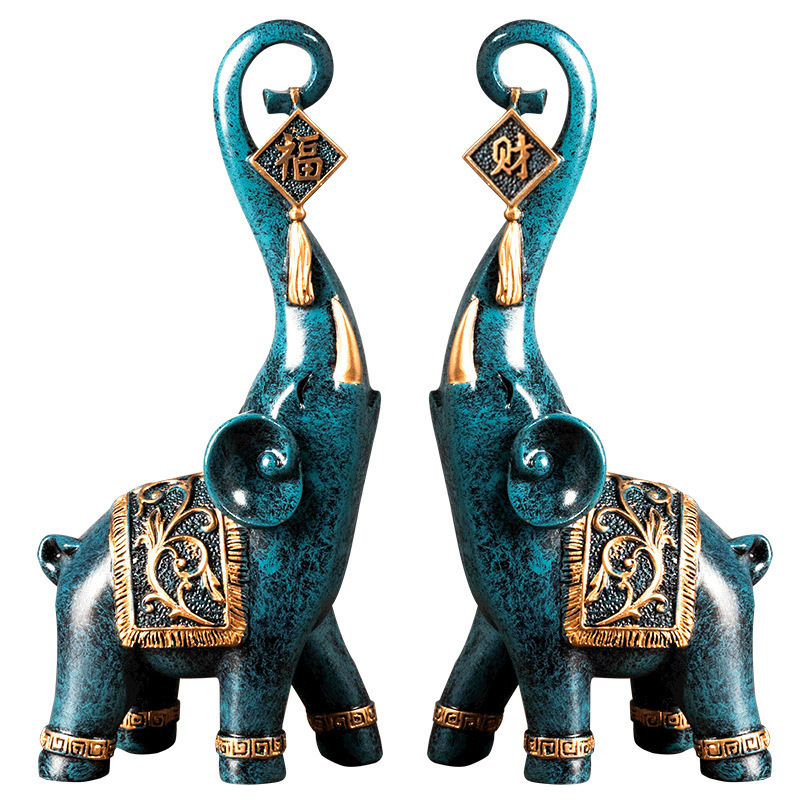Um Par de Estatuetas de Elefan - Resin Art Gift For Anniversary avaliação e preço